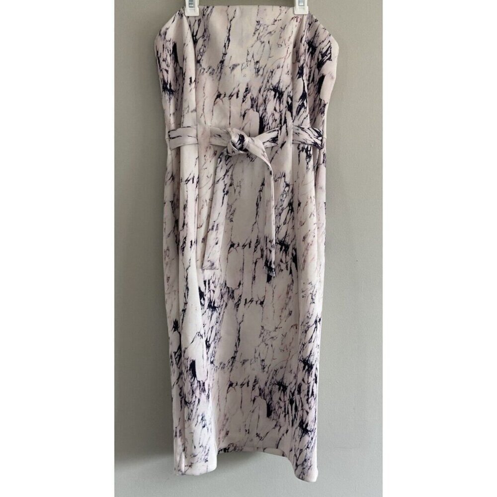 NWT Asos Strapless Dress Belt Cream Black Purple Marble Size 10 New